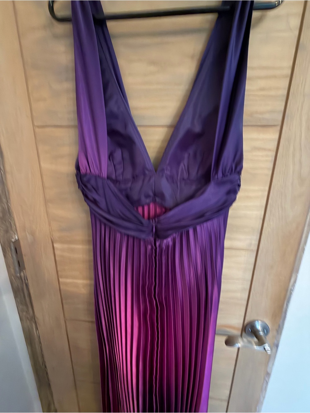 Cache Plunge Halter Ombre Pleated Maxi Dress - Purple - Picture 6 of 13